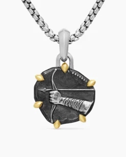 Sagittarius Amulet Sterling Silver with 18K Yellow Gold, 23mm