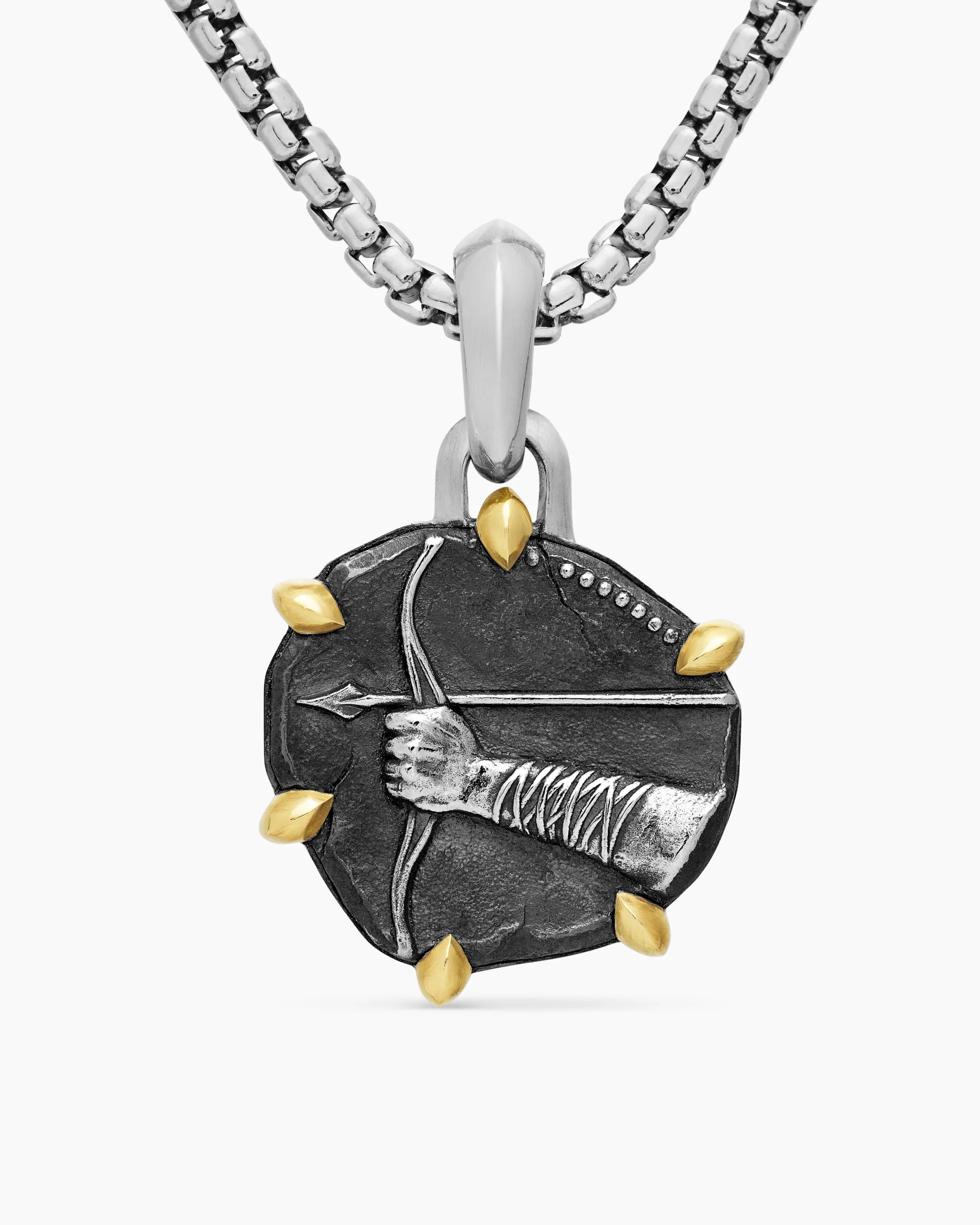 Sagittarius Amulet Sterling Silver with 18K Yellow Gold, 23mm