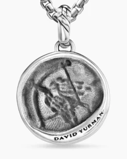 Sagittarius Amulet Sterling Silver with 18K Yellow Gold and Diamonds, 19mm