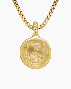 Scorpio Amulet 18K Yellow Gold with Diamonds, 19mm