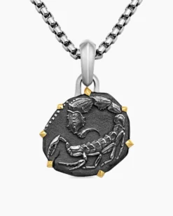 Scorpio Amulet Sterling Silver with 18K Yellow Gold, 23mm