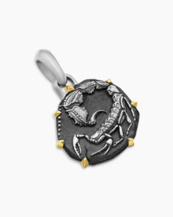 Scorpio Amulet Sterling Silver with 18K Yellow Gold, 23mm