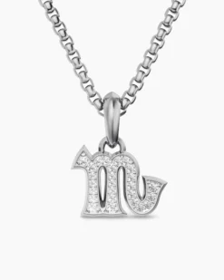 Scorpio Amulet Sterling Silver with Diamonds, 16mm