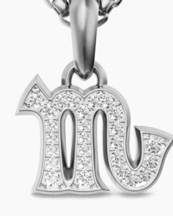 Scorpio Amulet Sterling Silver with Diamonds, 16mm