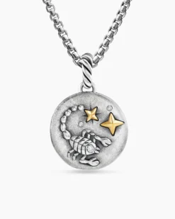 Scorpio Amulet Sterling Silver with 18K Yellow Gold and Diamonds, 19mm
