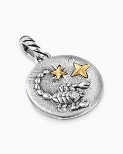 Scorpio Amulet Sterling Silver with 18K Yellow Gold and Diamonds, 19mm