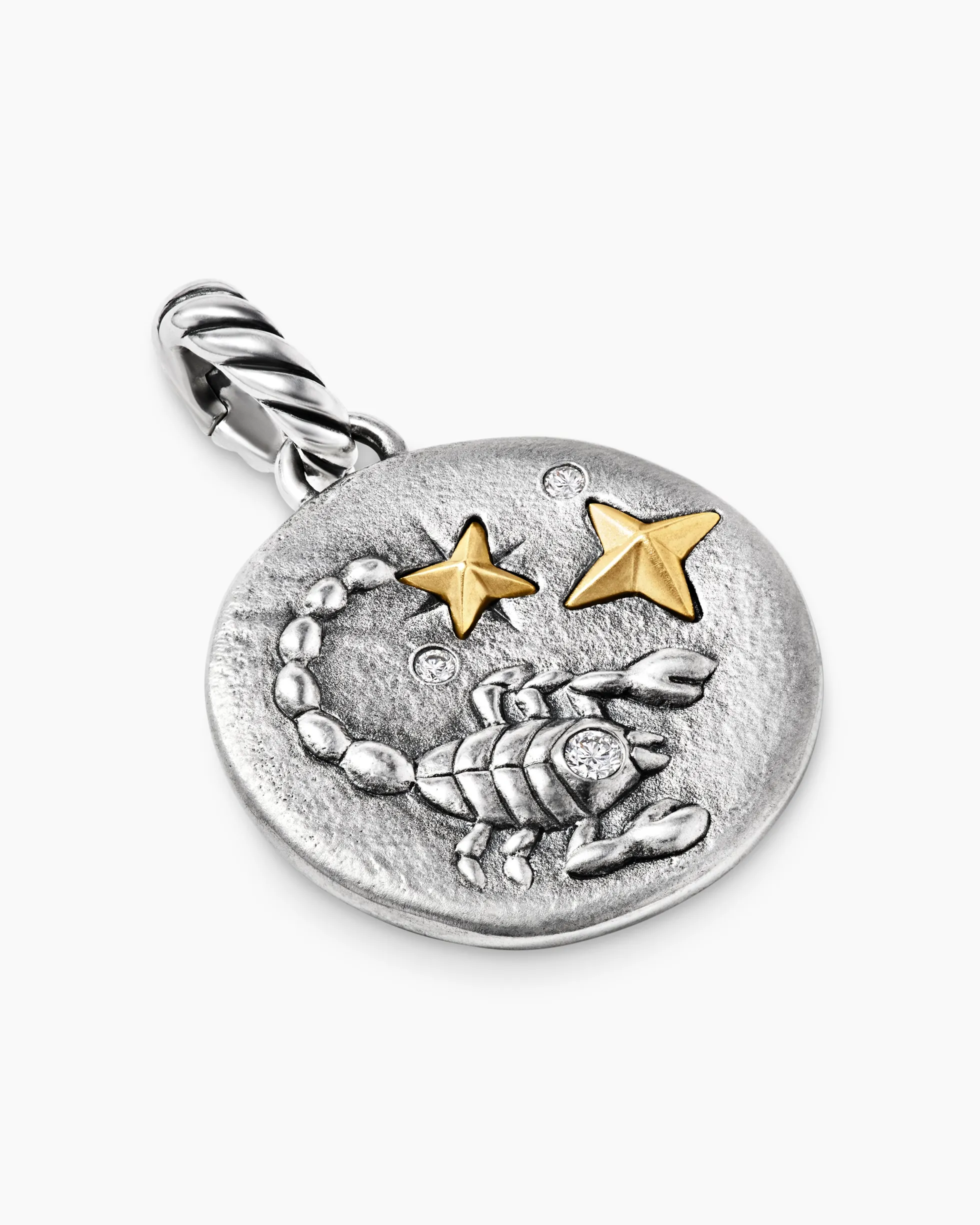 Scorpio Amulet Sterling Silver with 18K Yellow Gold and Diamonds, 19mm