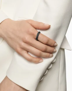 Sculpted Cable Band Ring Black Titanium with Black Diamonds, 4.6mm