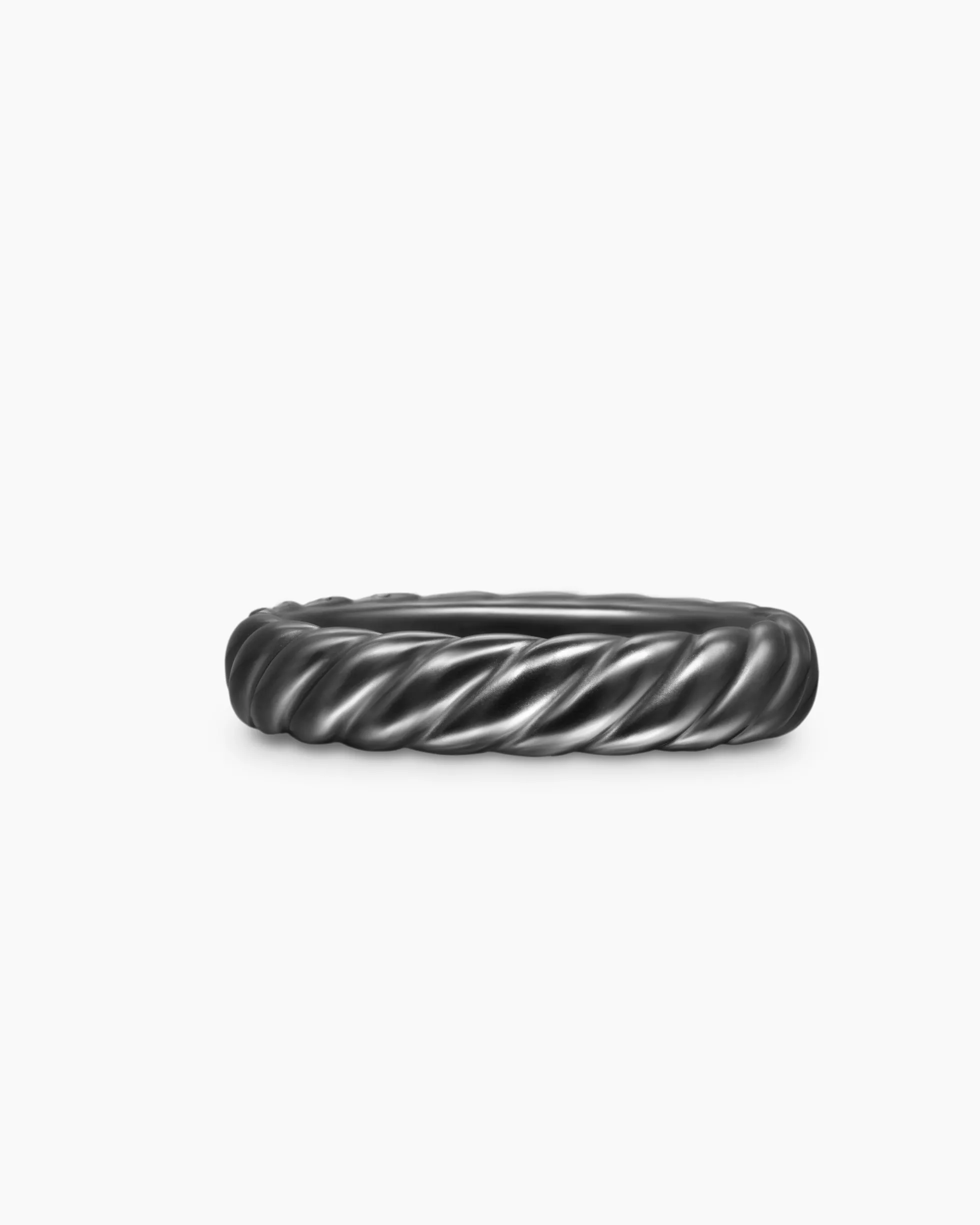 Sculpted Cable Band Ring Black Titanium with Black Diamonds, 4.6mm