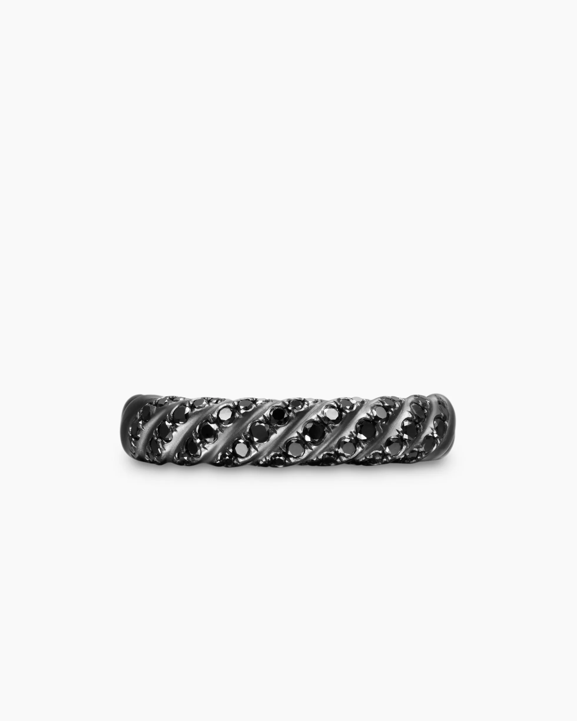 Sculpted Cable Band Ring Black Titanium with Black Diamonds, 4.6mm