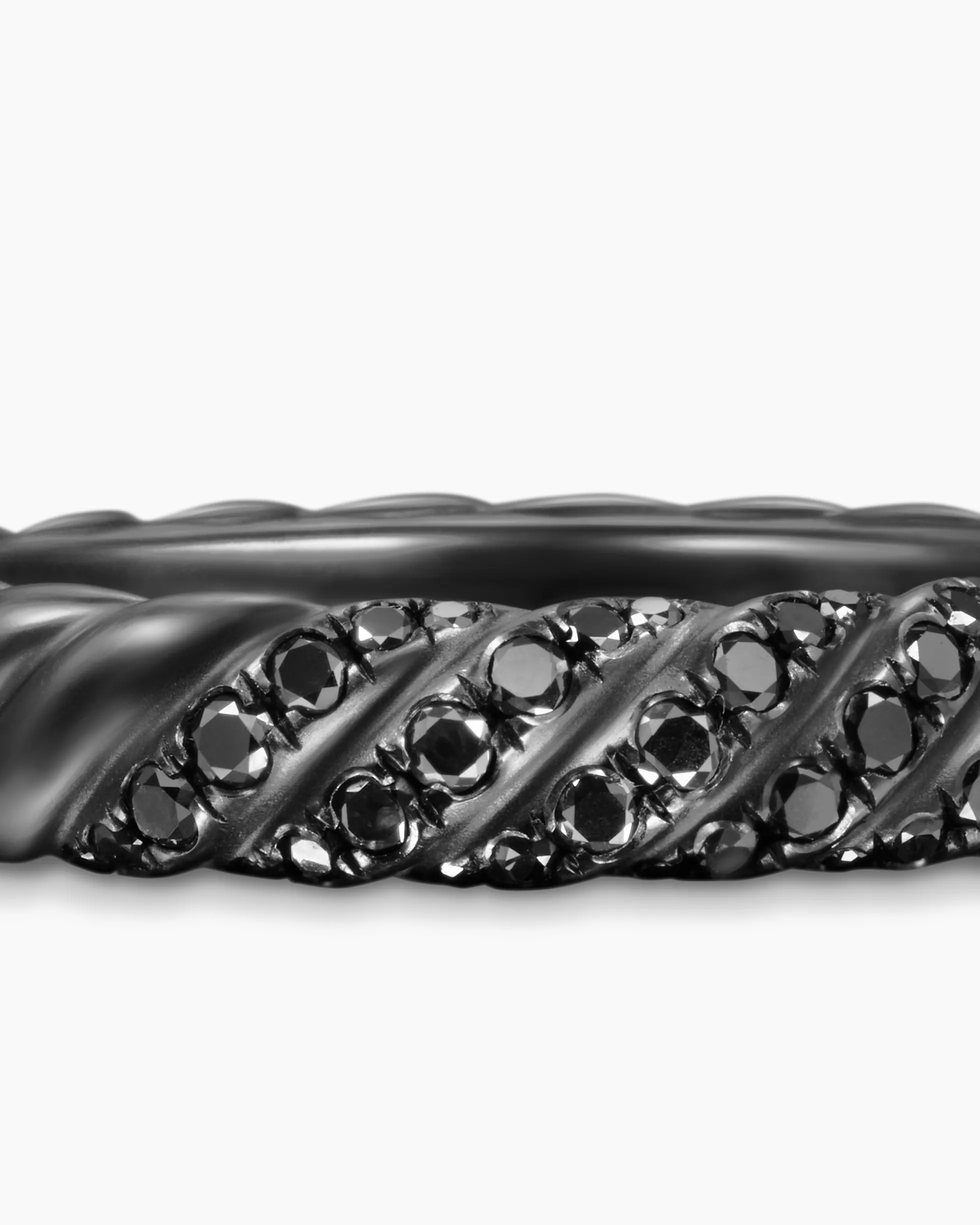 Sculpted Cable Band Ring Black Titanium with Black Diamonds, 4.6mm
