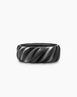Sculpted Cable Band Ring Black Titanium, 9mm