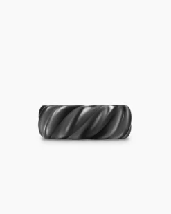 Sculpted Cable Band Ring Black Titanium, 9mm