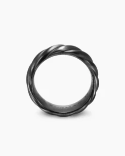 Sculpted Cable Band Ring Black Titanium, 9mm