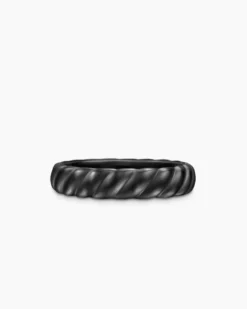 Sculpted Cable Band Ring Black Titanium, 5mm