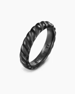 Sculpted Cable Band Ring Black Titanium, 5mm