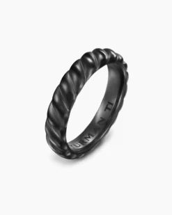 Sculpted Cable Band Ring Black Titanium, 5mm