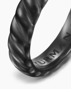 Sculpted Cable Band Ring Black Titanium, 5mm