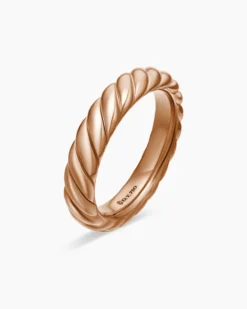 Sculpted Cable Band Ring 18K Rose Gold, 4.6mm