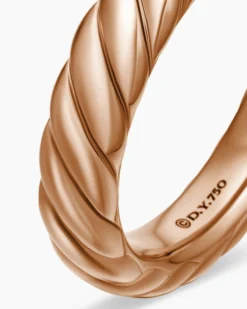 Sculpted Cable Band Ring 18K Rose Gold, 4.6mm