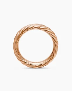 Sculpted Cable Band Ring 18K Rose Gold, 4.6mm