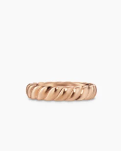 Sculpted Cable Band Ring 18K Rose Gold, 5mm