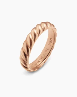 Sculpted Cable Band Ring 18K Rose Gold, 5mm