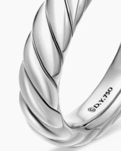 Sculpted Cable Band Ring 18K White Gold, 4.6mm