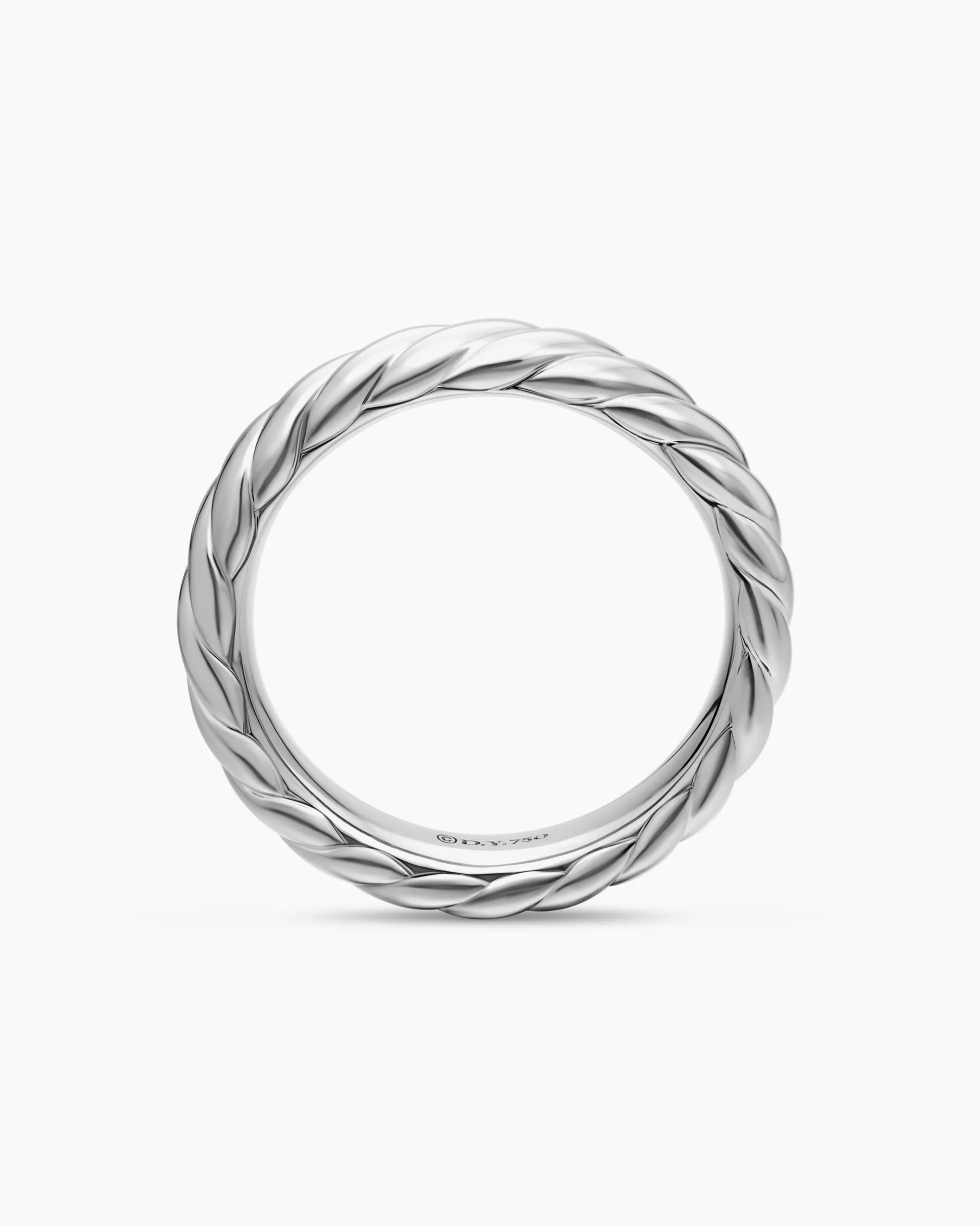 Sculpted Cable Band Ring 18K White Gold, 4.6mm