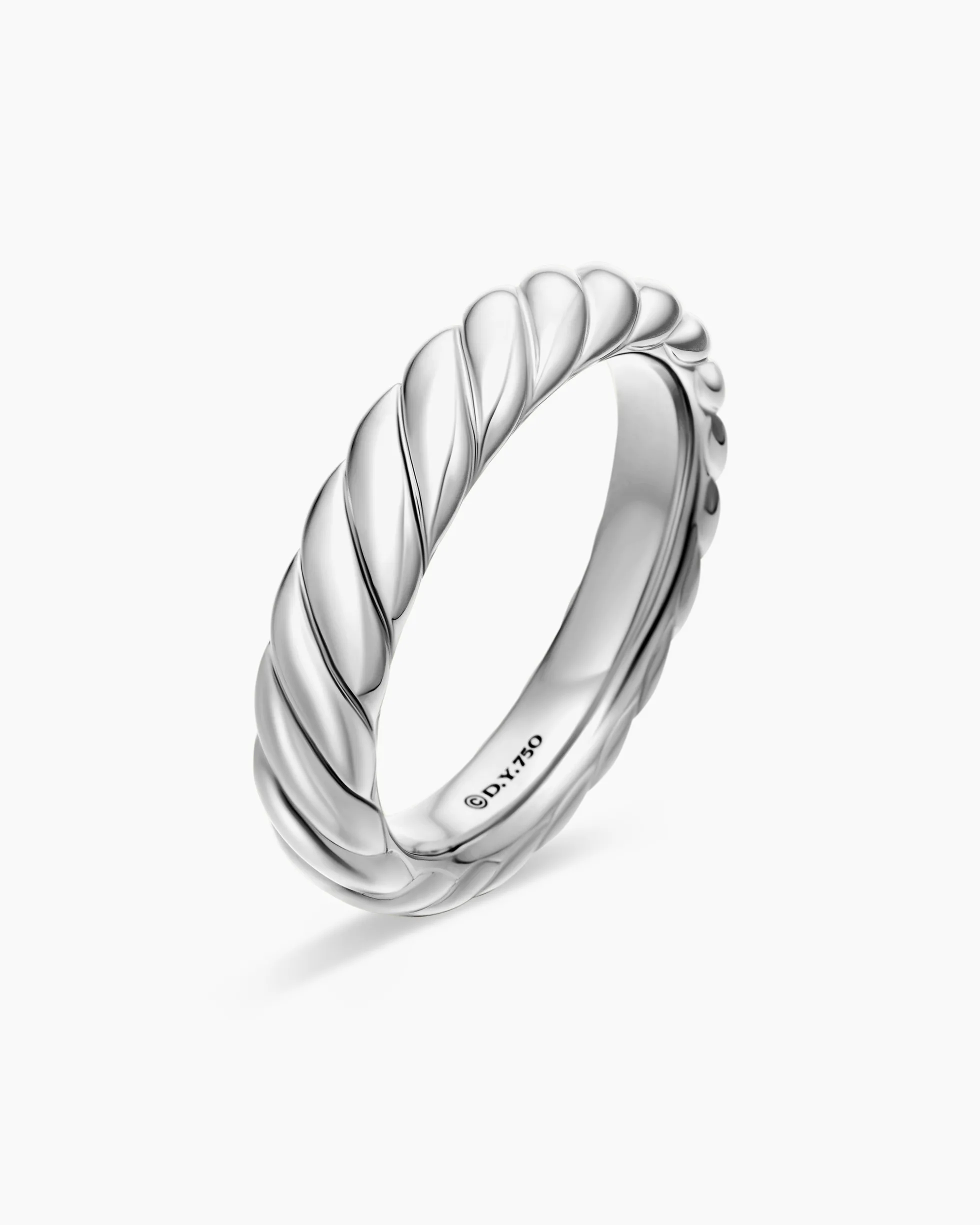 Sculpted Cable Band Ring 18K White Gold, 4.6mm