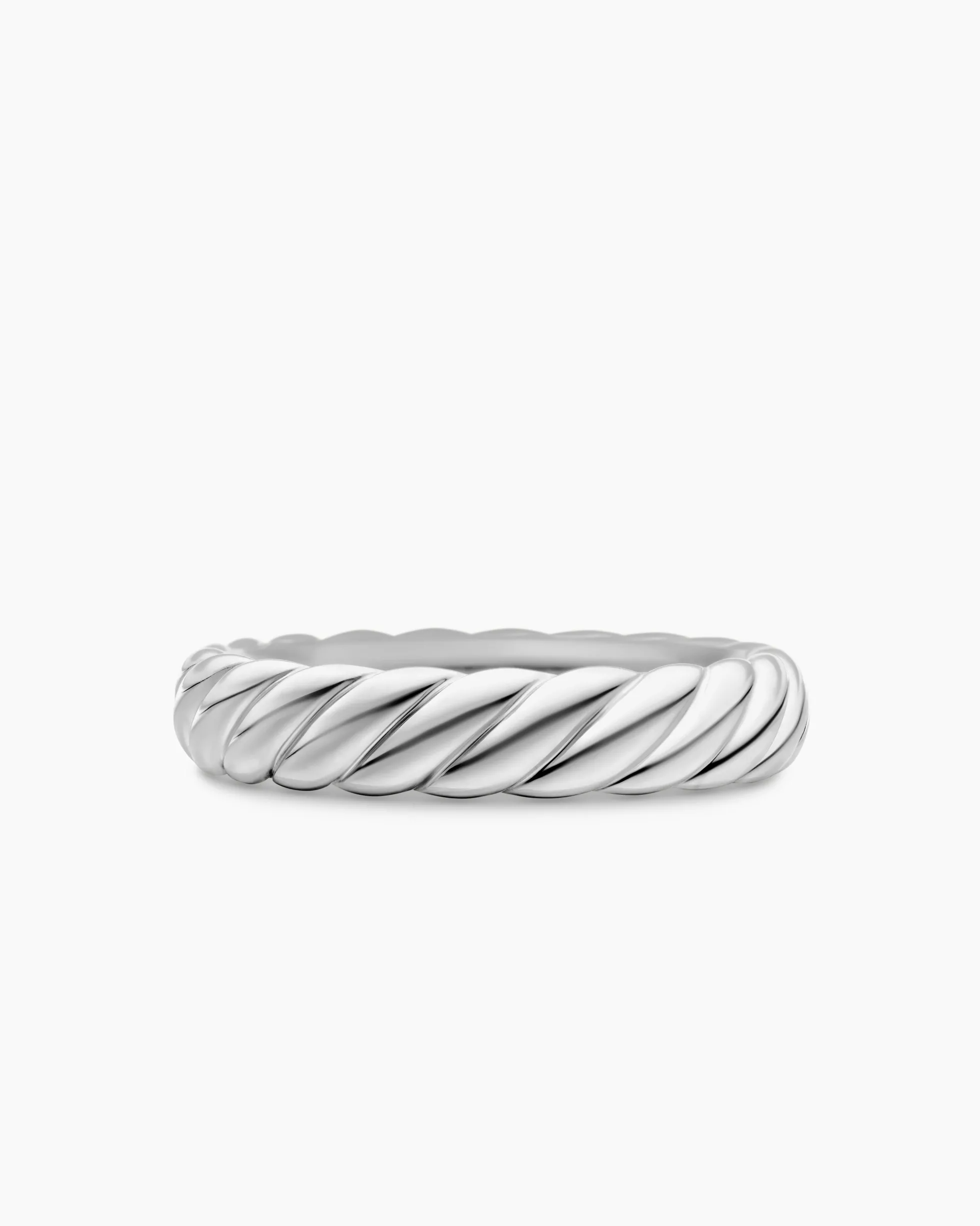 Sculpted Cable Band Ring 18K White Gold, 4.6mm