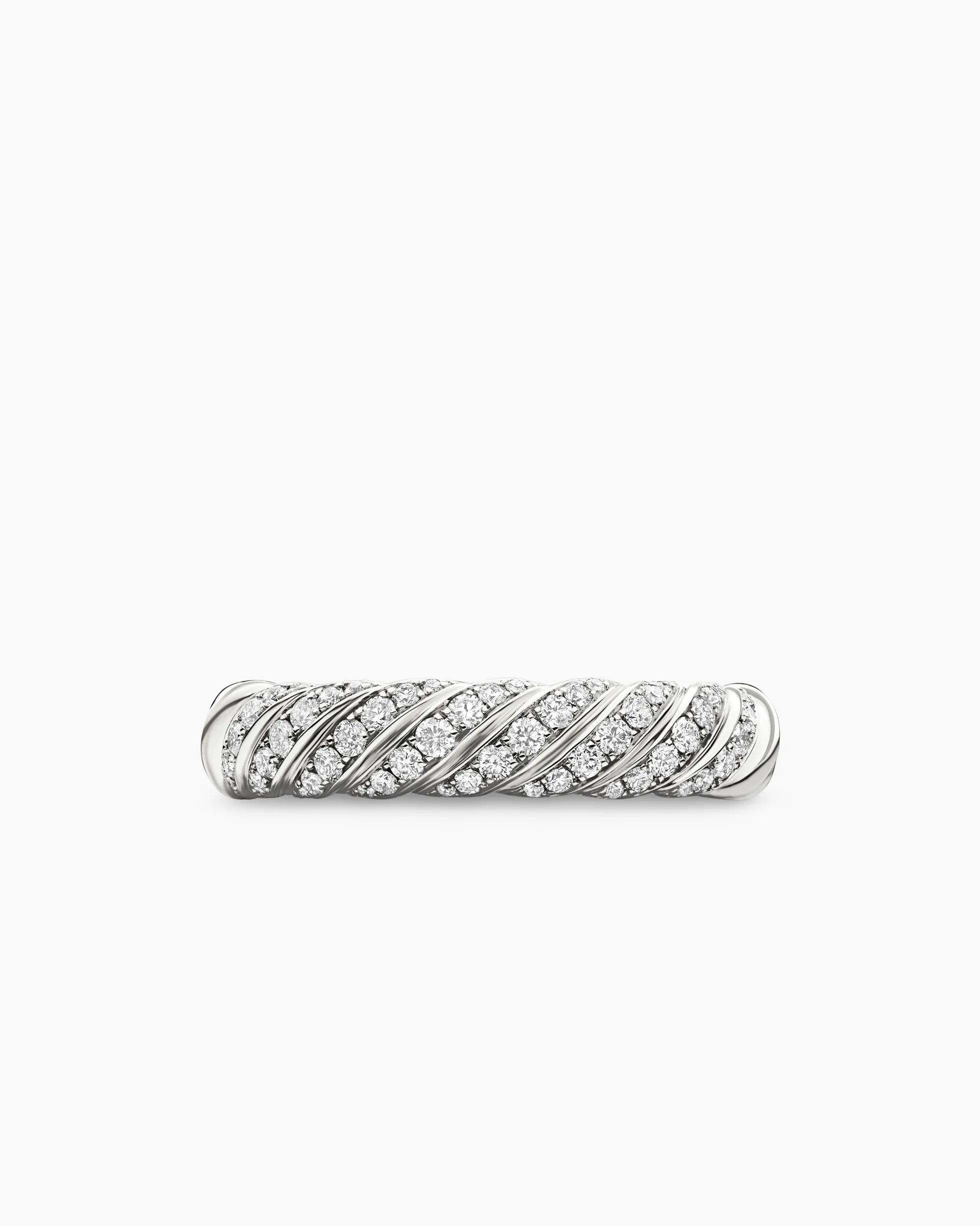 Sculpted Cable Band Ring 18K White Gold with Diamonds, 4.6mm
