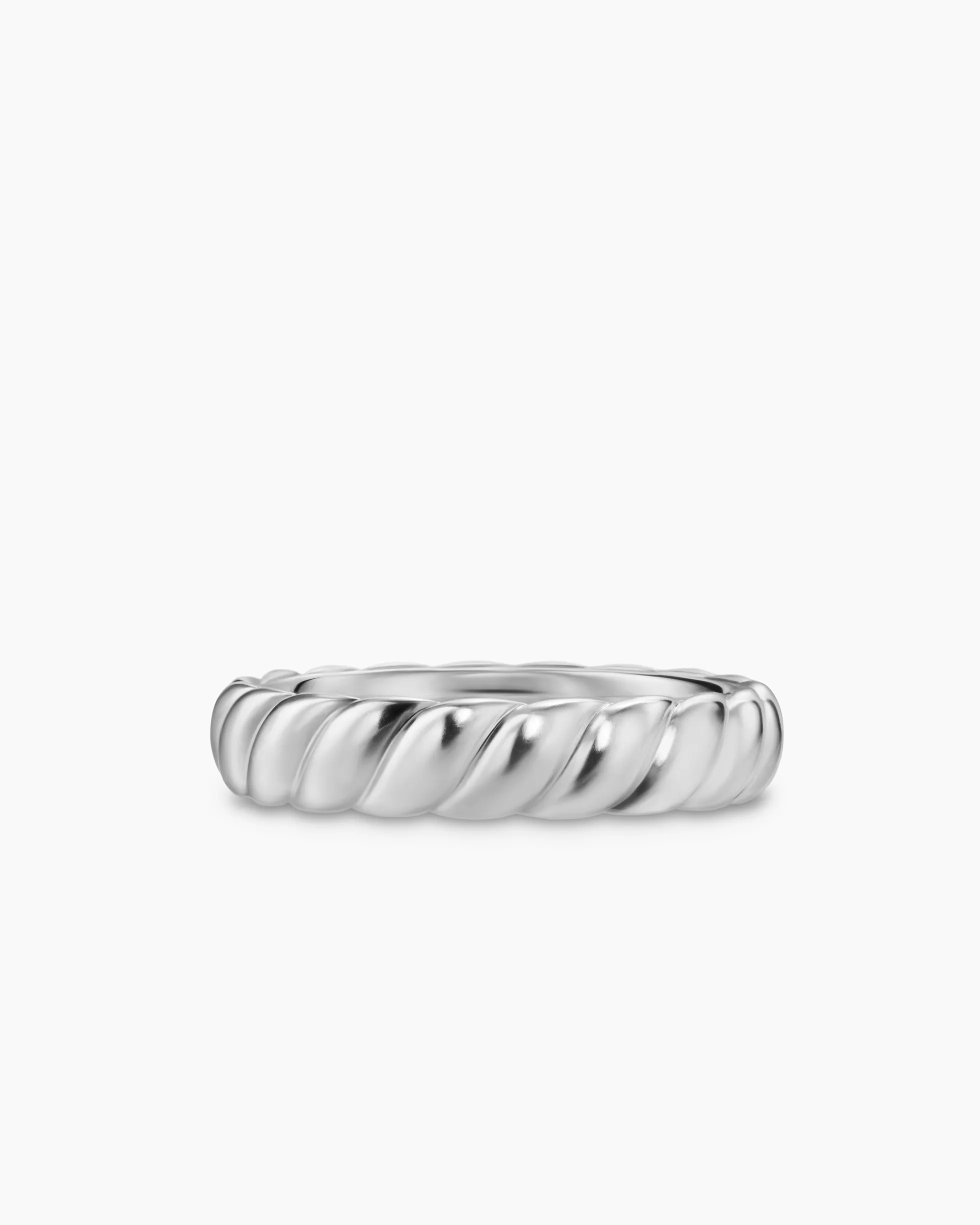 Sculpted Cable Band Ring 18K White Gold, 5mm