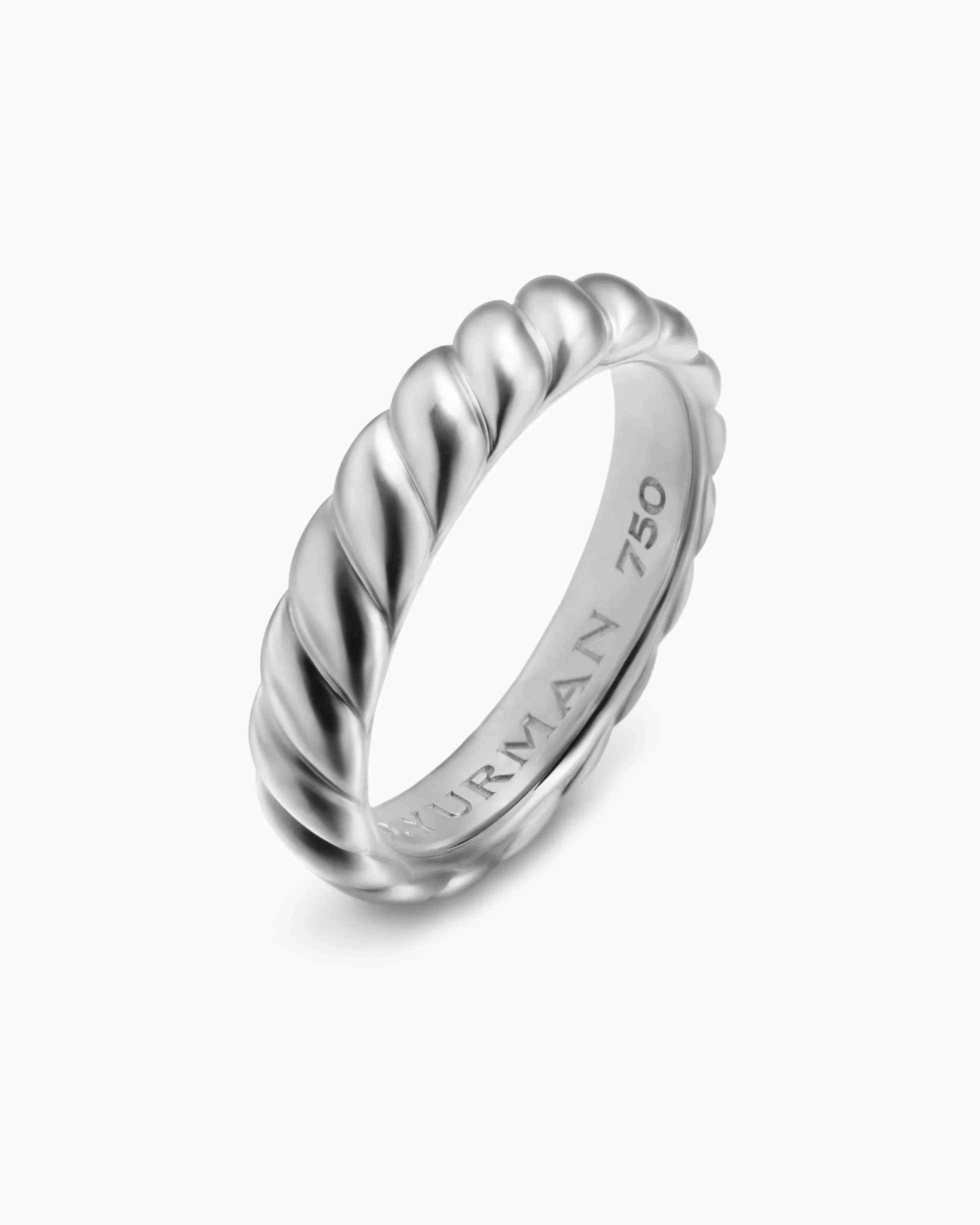 Sculpted Cable Band Ring 18K White Gold, 5mm