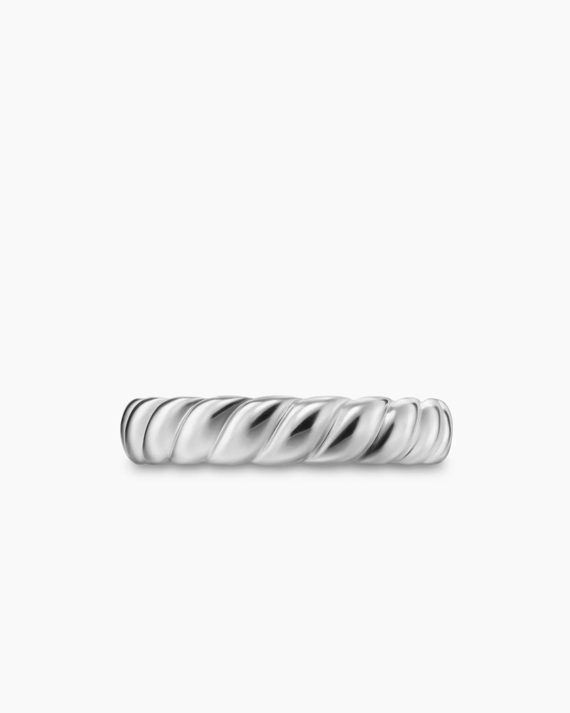 Sculpted Cable Band Ring 18K White Gold, 5mm