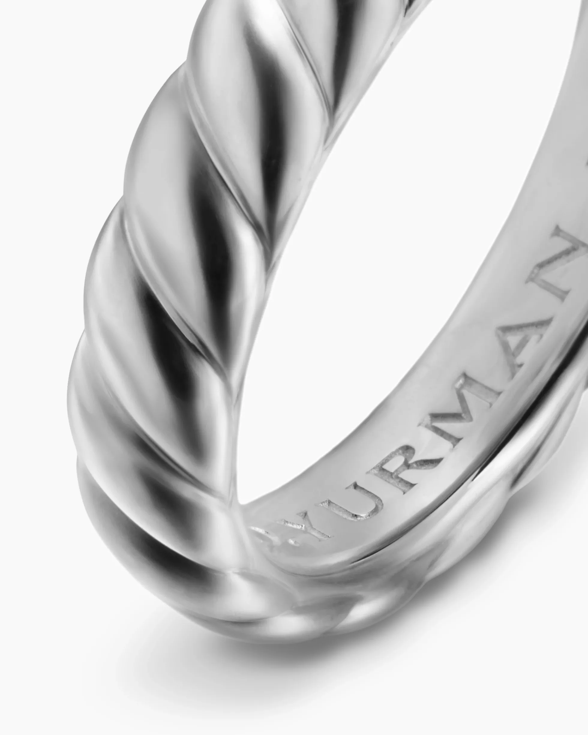 Sculpted Cable Band Ring 18K White Gold, 5mm