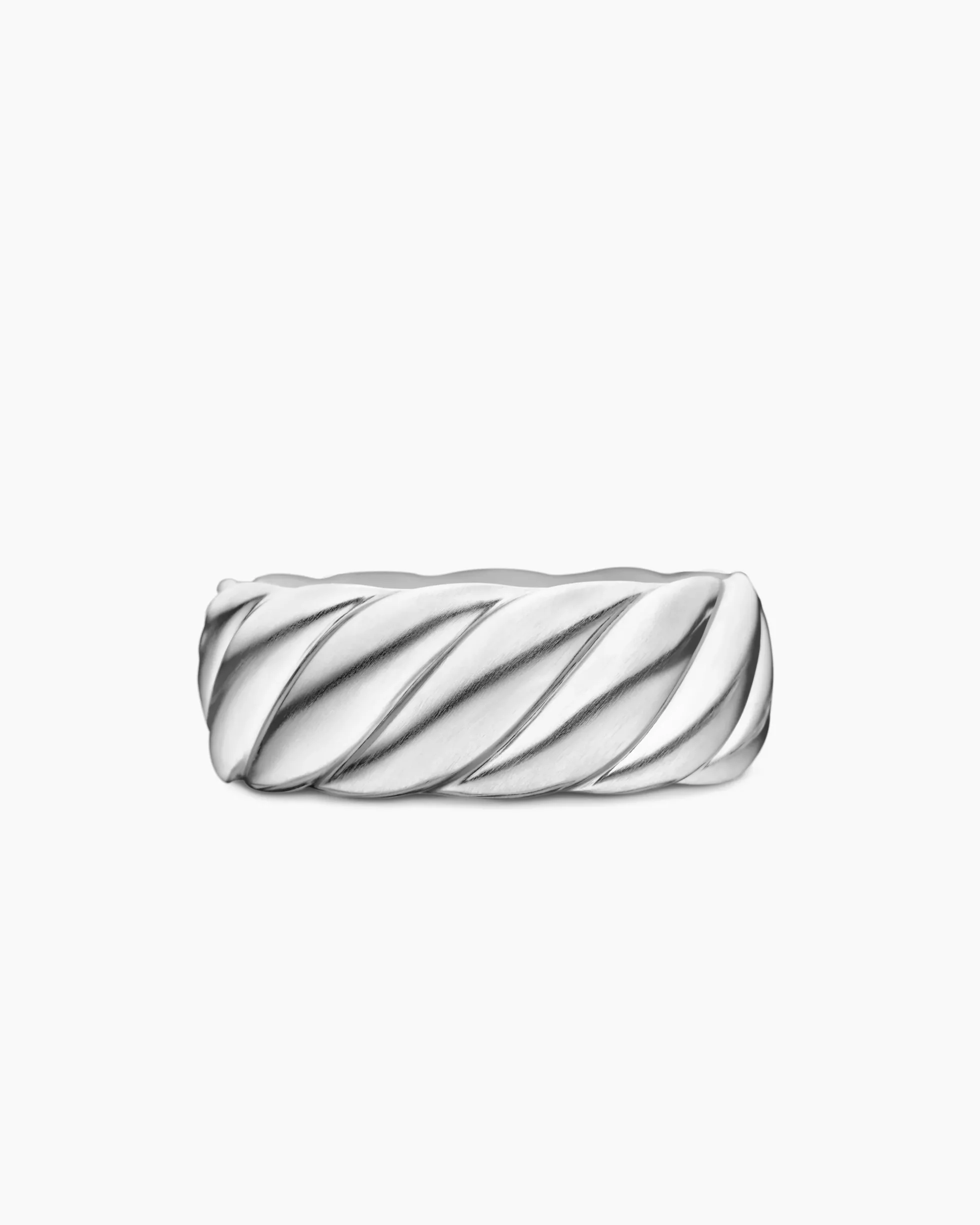 Sculpted Cable Band Ring 18K White Gold, 9mm