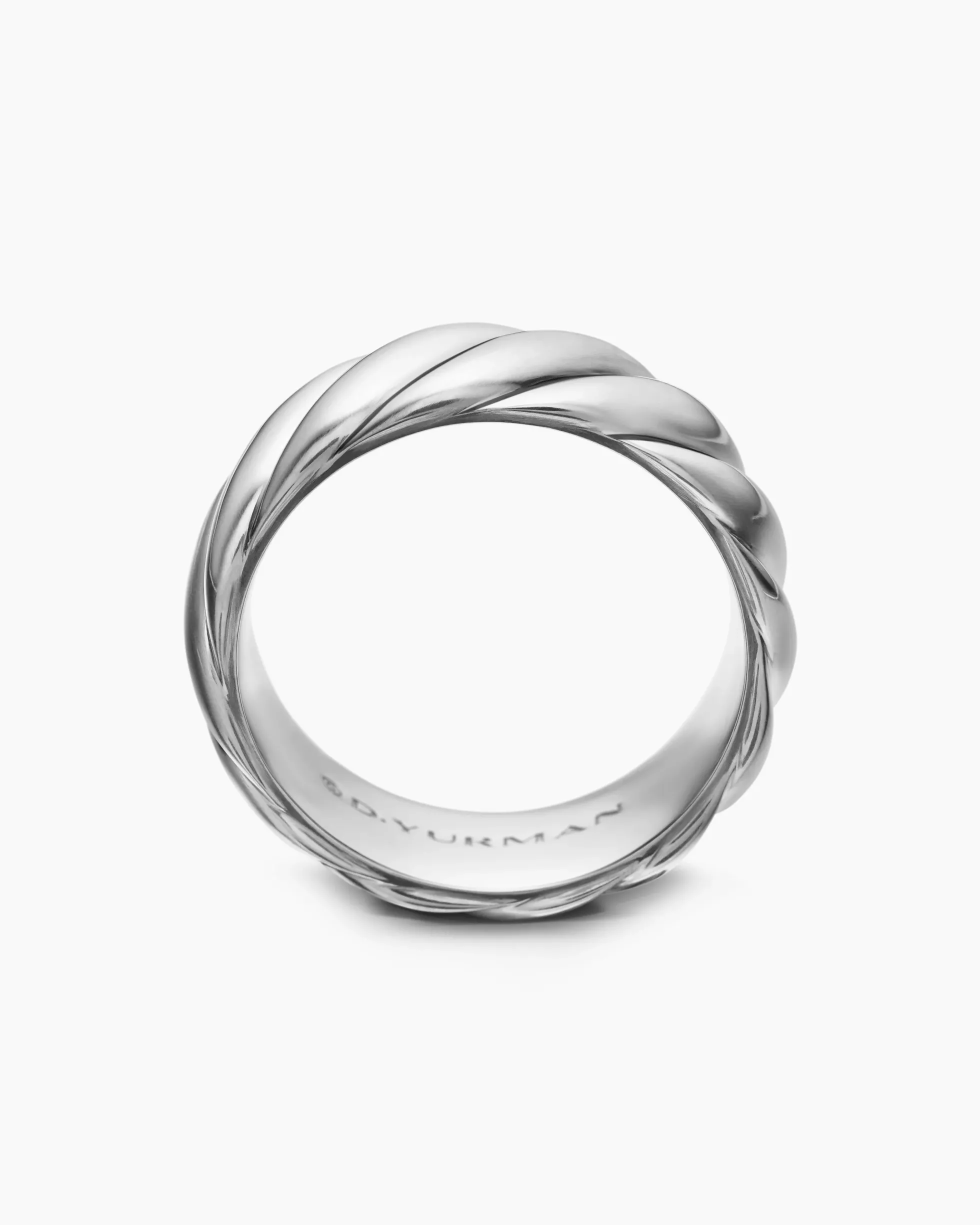 Sculpted Cable Band Ring 18K White Gold, 9mm