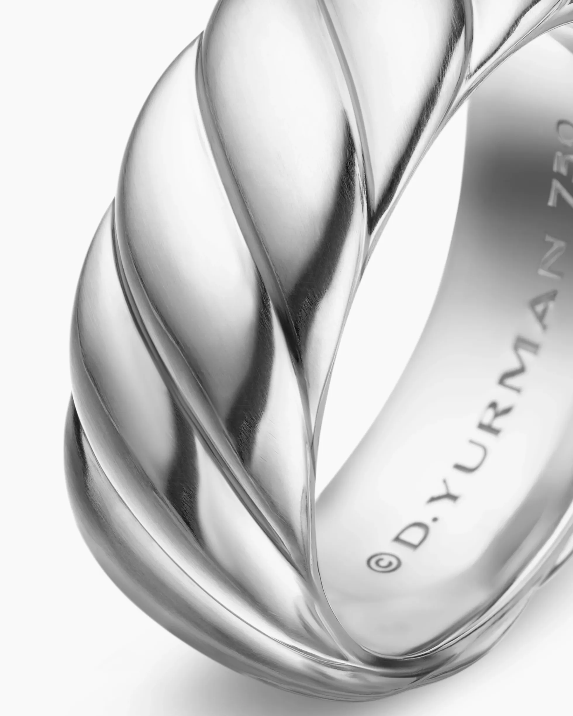 Sculpted Cable Band Ring 18K White Gold, 9mm