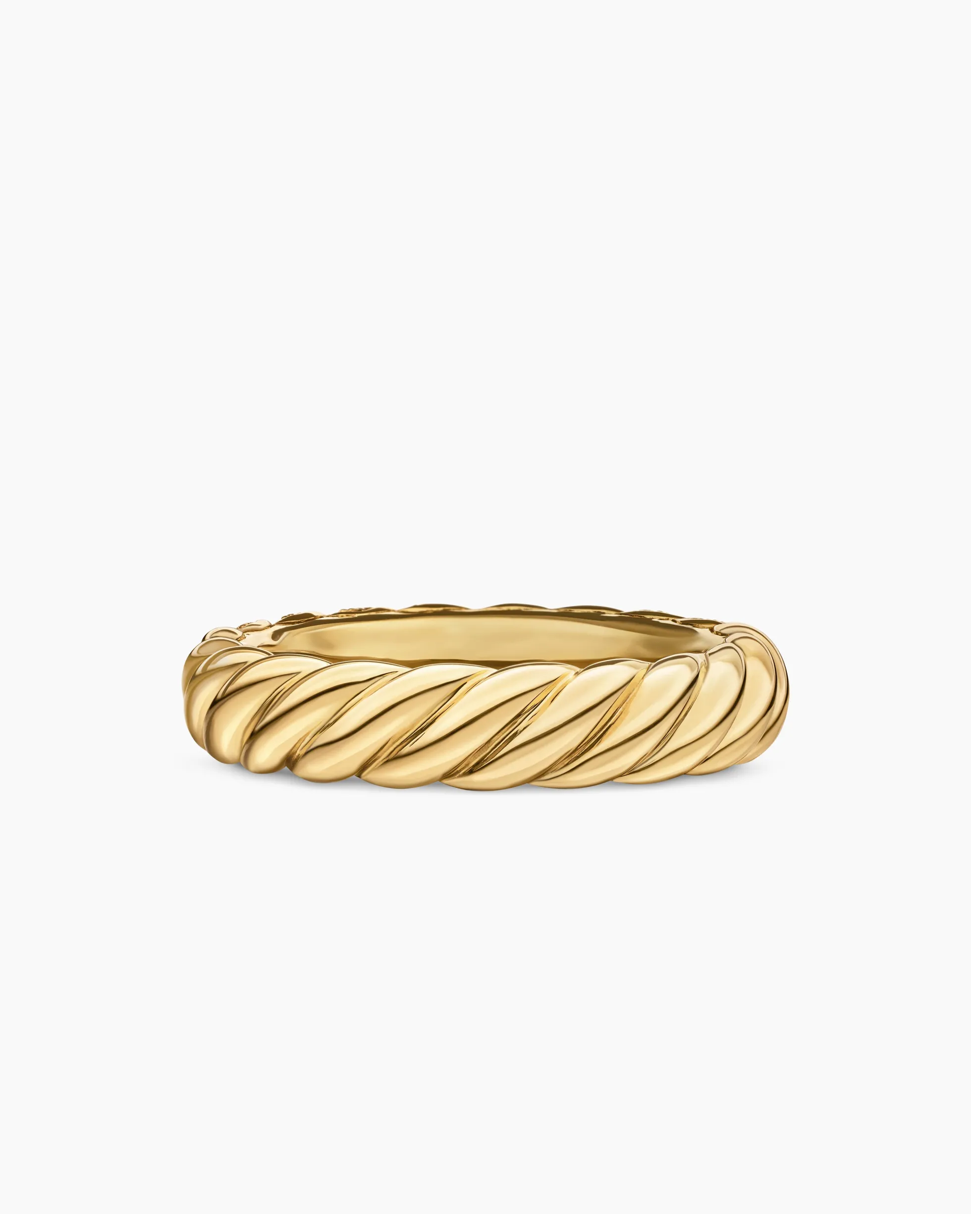 Sculpted Cable Band Ring 18K Yellow Gold with Diamonds, 4.6mm