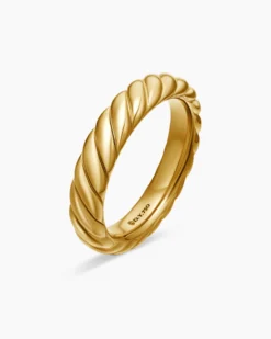 Sculpted Cable Band Ring 18K Yellow Gold, 4.6mm