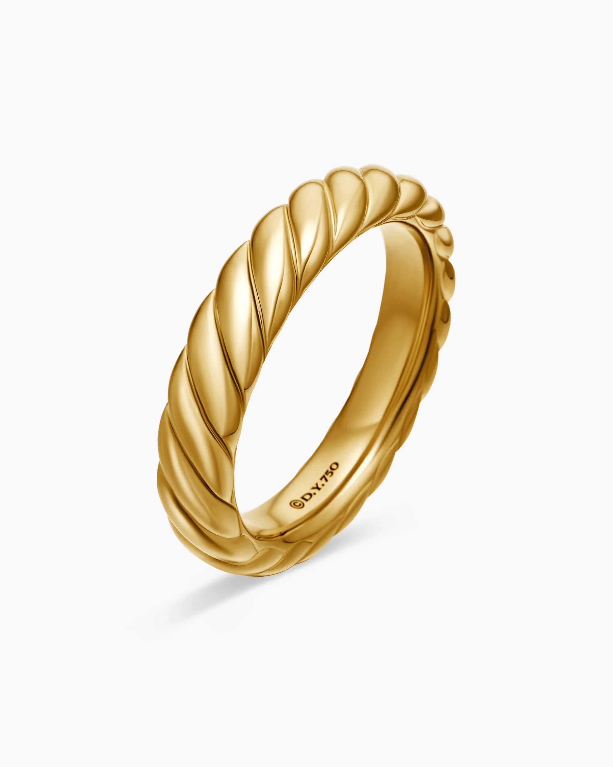 Sculpted Cable Band Ring 18K Yellow Gold, 4.6mm