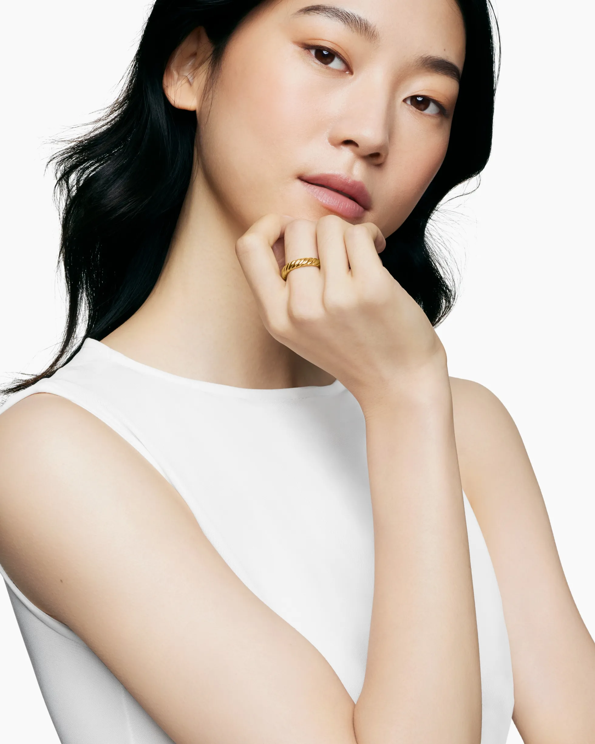 Sculpted Cable Band Ring 18K Yellow Gold, 4.6mm