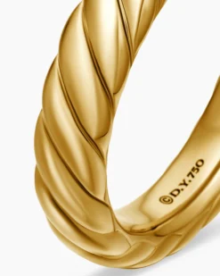 Sculpted Cable Band Ring 18K Yellow Gold, 4.6mm