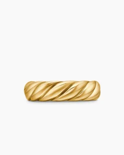 Sculpted Cable Band Ring 18K Yellow Gold, 6mm