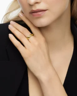 Sculpted Cable Band Ring 18K Yellow Gold, 6mm