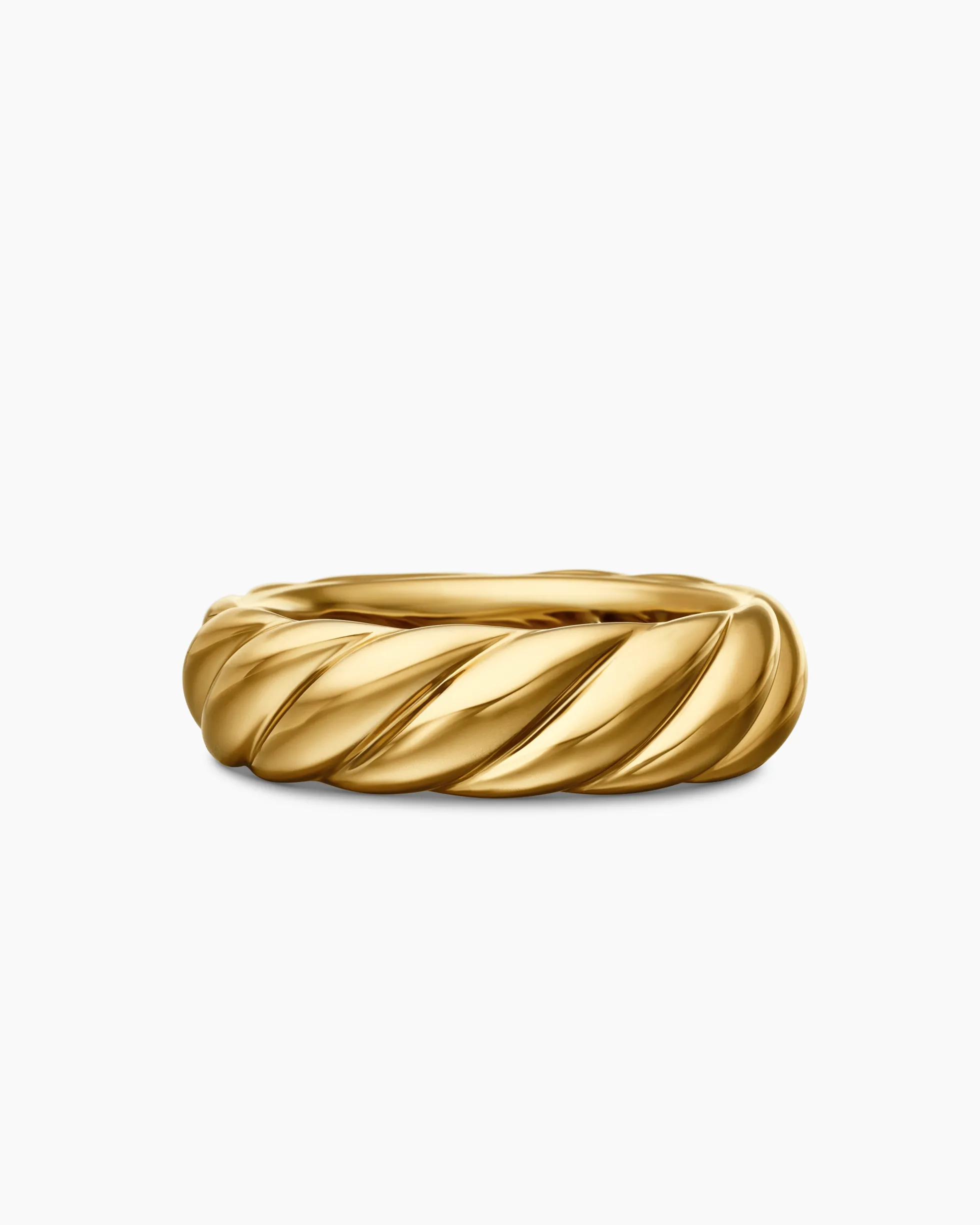 Sculpted Cable Band Ring 18K Yellow Gold, 6mm