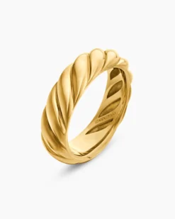 Sculpted Cable Band Ring 18K Yellow Gold, 6mm