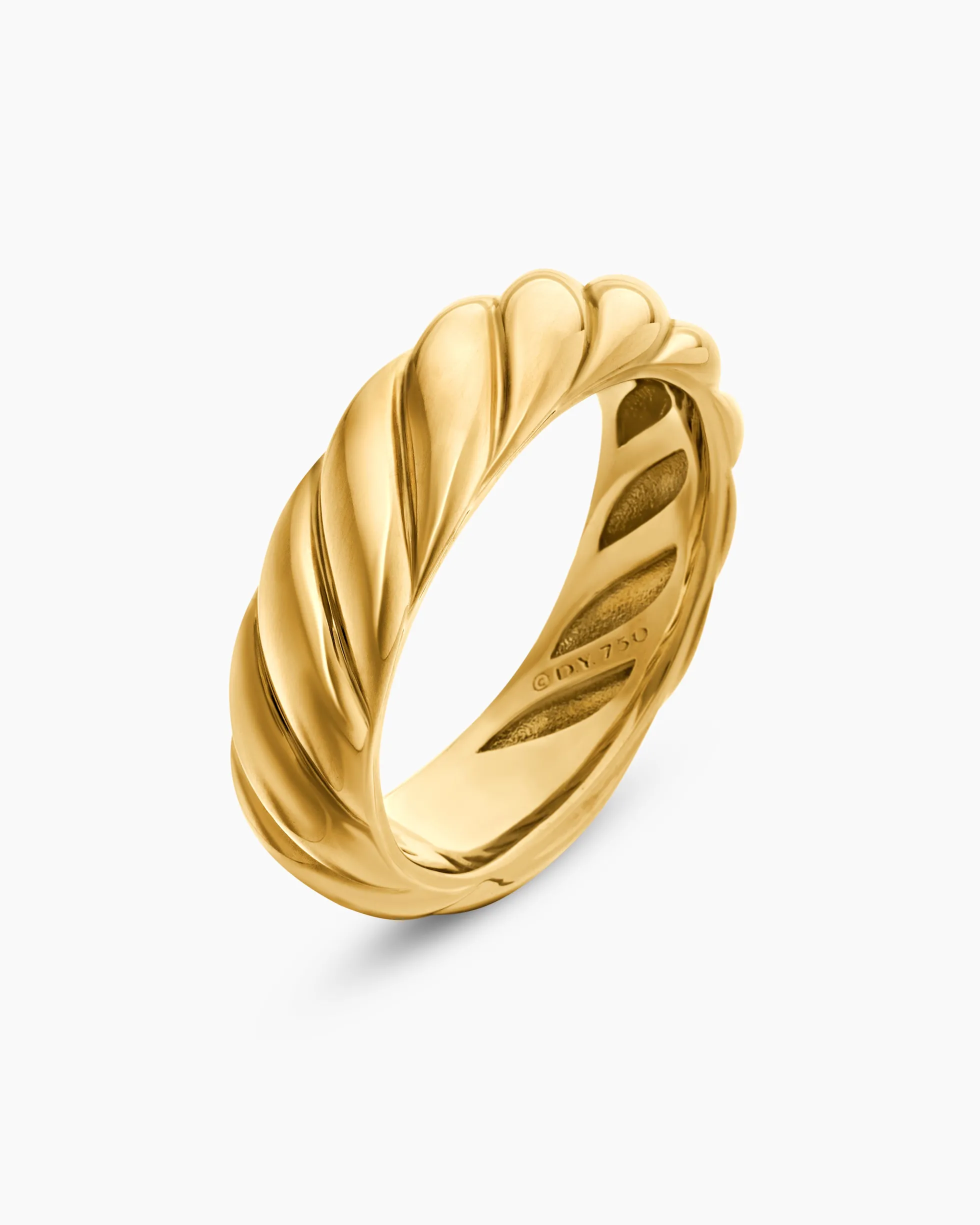 Sculpted Cable Band Ring 18K Yellow Gold, 6mm