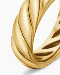 Sculpted Cable Band Ring 18K Yellow Gold, 6mm